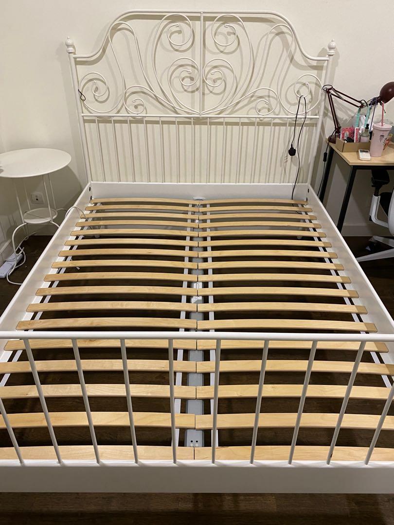 IKEA LEIRVIK queen size bed frame and slates, Furniture & Home Living