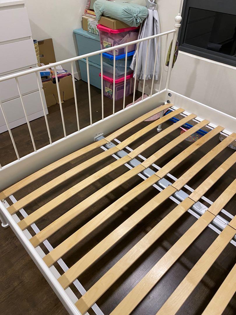 IKEA LEIRVIK queen size bed frame and slates, Furniture & Home Living