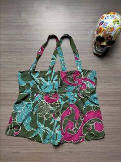 KENZO Paris Green & Fuschia Pink Tropical Bohemian Top MEDIUM