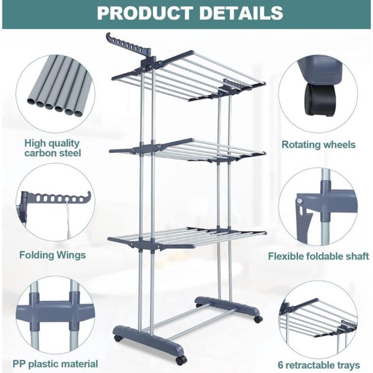 Korea Style 3 Tier Drying Rack Cloth Rack Hanging Rack Baby Cloth Rack