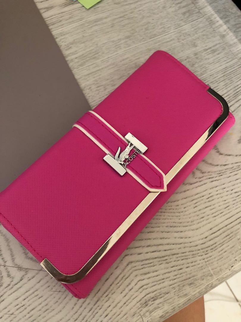 LACOSTE PINK LONG WALLET, Women's Fashion, Bags & Wallets, Wallets