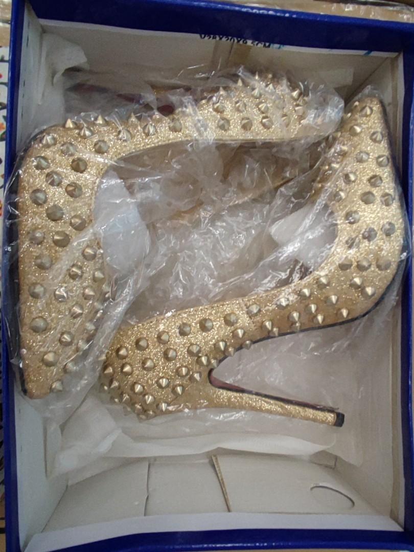 BRAND NEW Ladies GOLD heels shoe fashion high heels size 35