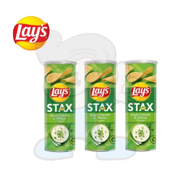 Lay's Stax Sour Cream & Onion (3 x 135g), Food & Drinks, Packaged