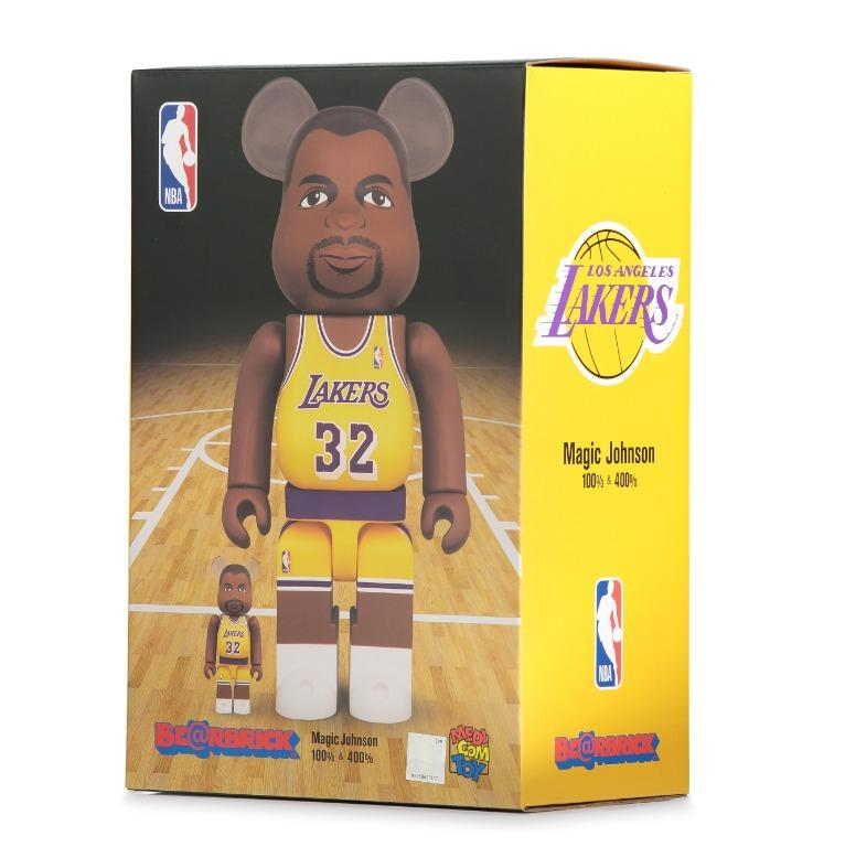Medicom 400% + 100% Be@rbrick NBA Los Angeles Lakers Magic Johnson  Bearbrick Collectible Figure