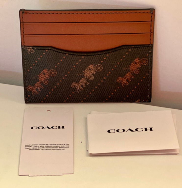Coach Slim ID Card Case Credit Card Holder Horse And Carriage Dot Print  Wallet