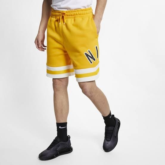 Nike air fleece outlet shorts yellow