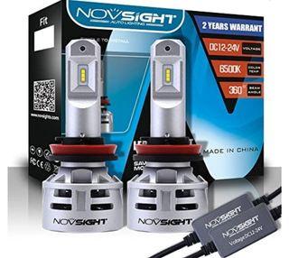 (P6) Novsight LED Headlight Bulbs, H7 10000LM/Pair 60W/Pair 6500K Cool White With TX-CSP LED Chips DC 12V-24V Built-in High Speed Fan Headlight Conversion Kit