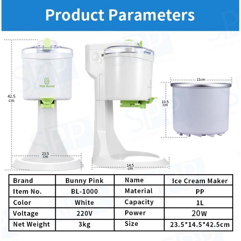 Pink Bunny Portable DIY Soft Ice Cream Maker BL1000, Food & Drinks