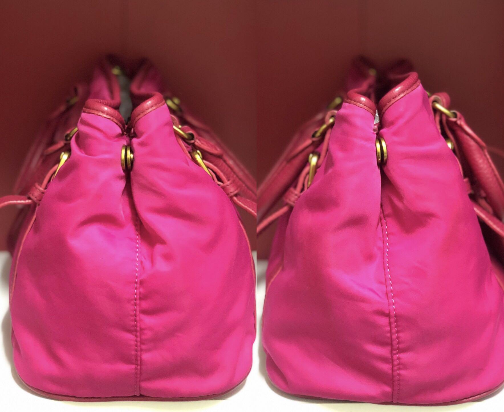 Prada Pink Tessuto Chain Crossbody Bag Leather Pony-style calfskin Nylon  Cloth ref.359355 - Joli Closet