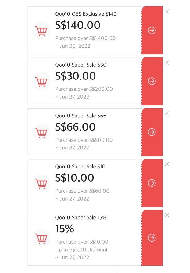 Qoo10 Cart Coupon $30/$66 (24-27 Jun), Tickets & Vouchers ...