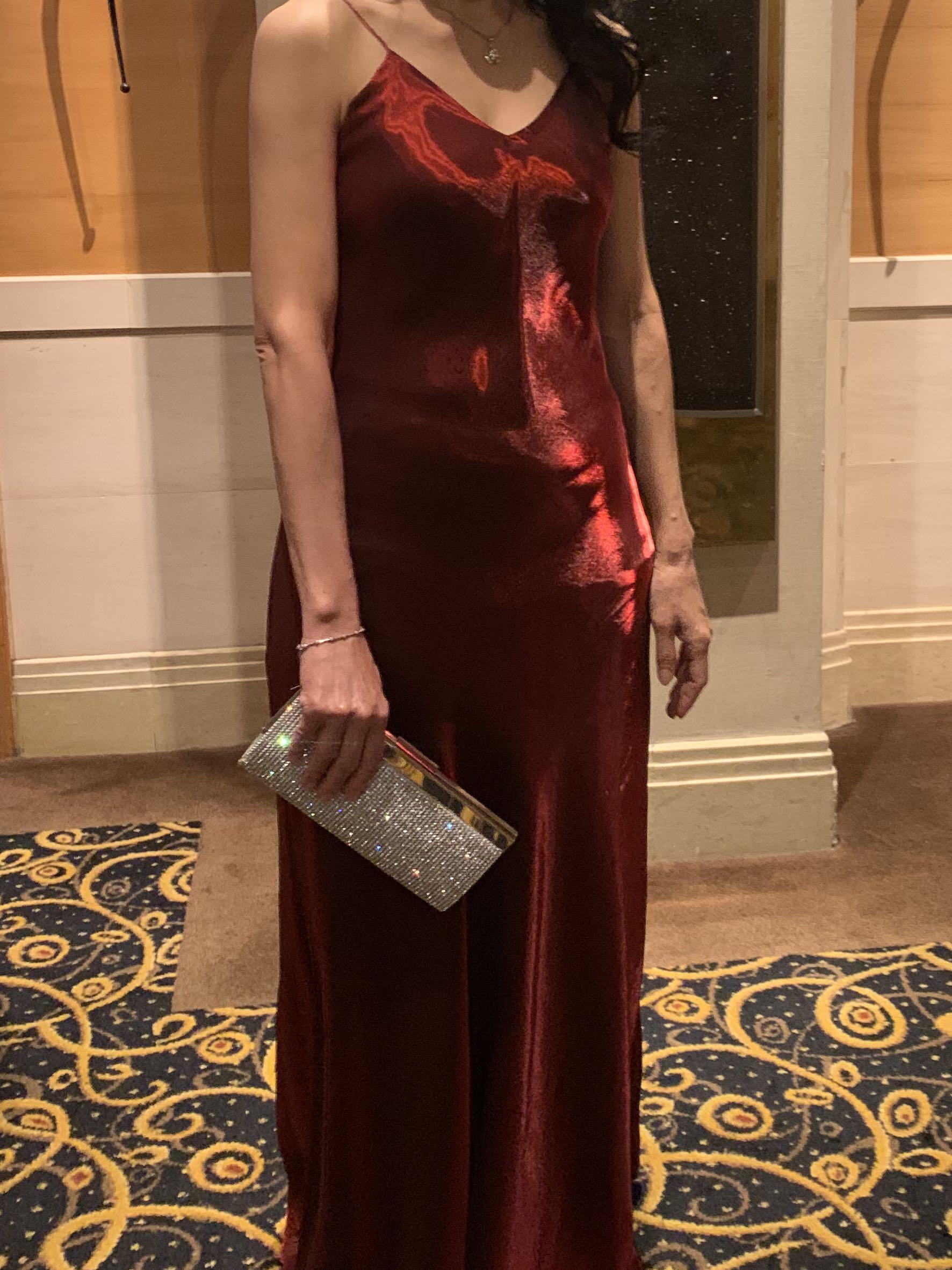 Red slip prom dress hotsell