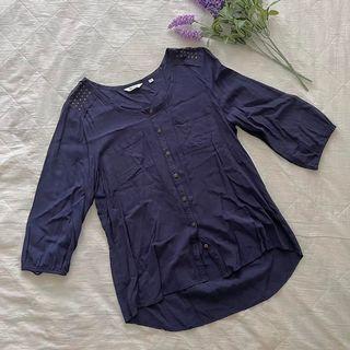 Reitmans Navy Blue Scoop Neck Blouse