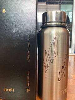 F1 Red Bull Champion Max Verstappen Sergio Perez Autographed Bottle 