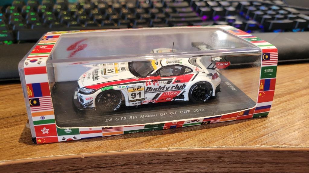 Spark 1:43 BMW Z4 GT3 Macau GT Cup 2014 #91 5th Fafus 澳門格蘭披治大賽車GT杯賽車模型,  興趣及遊戲, 玩具& 遊戲類- Carousell