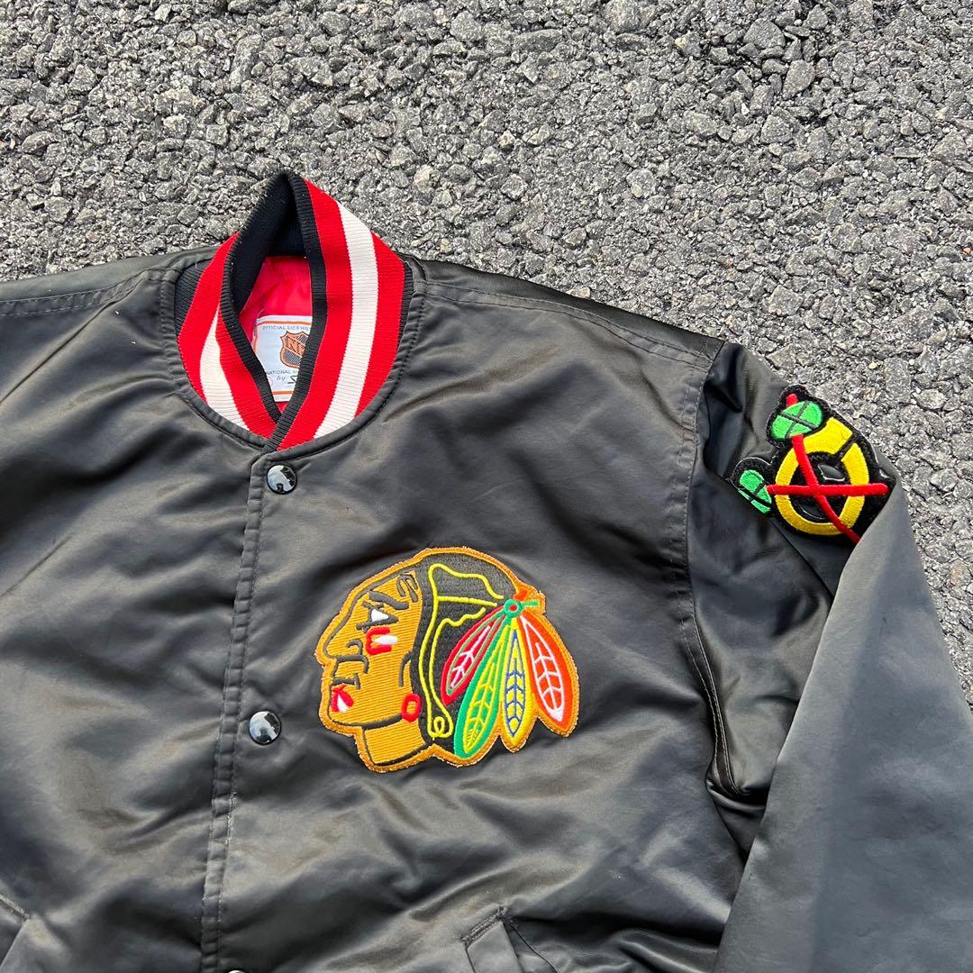 Vintage 80's Starter Satin Chicago Blackhawks Jacket - Jackets Expert