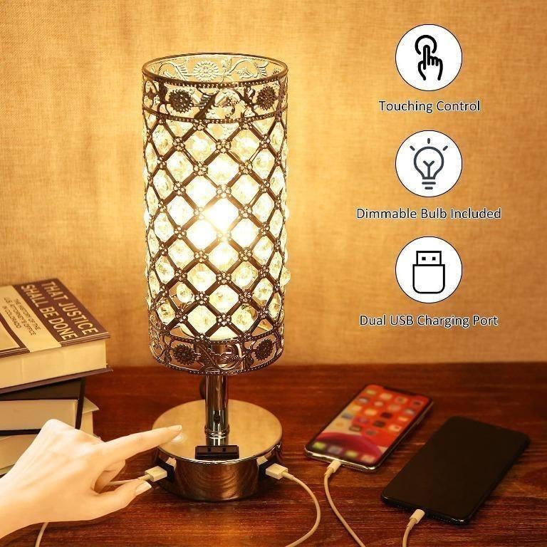 USB Bedside Table Lamp COOLWEST Modern Table & Desk Lamp with Useful USB 