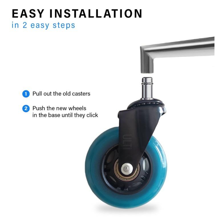 ULTi Stealth Caster Wheels Replacement for Office & Gaming Chair, Heavy