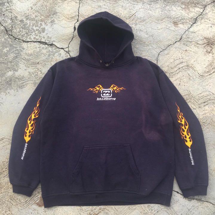 Vintage 90s billabong flame hoodie Men s Fashion Tops Sets