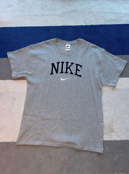 Vintage Nike Baseball T-shirt Spellout Script Navy Gray Tag Fits Mens Size  Large