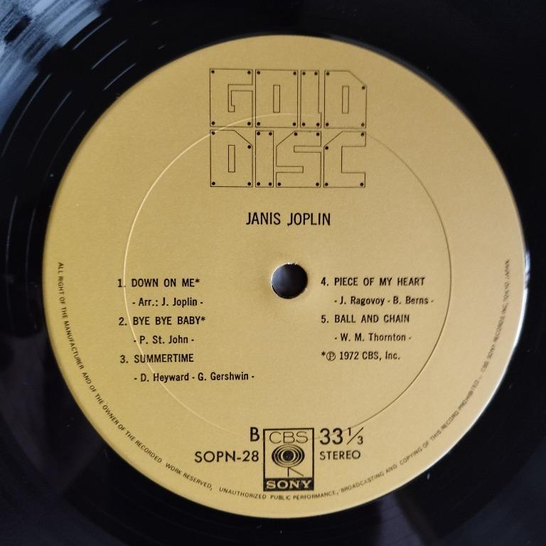 vinyl LP JANIS JOPLIN GOLD DISC JAPAN press ACTUAL PICS ARE SHOWN