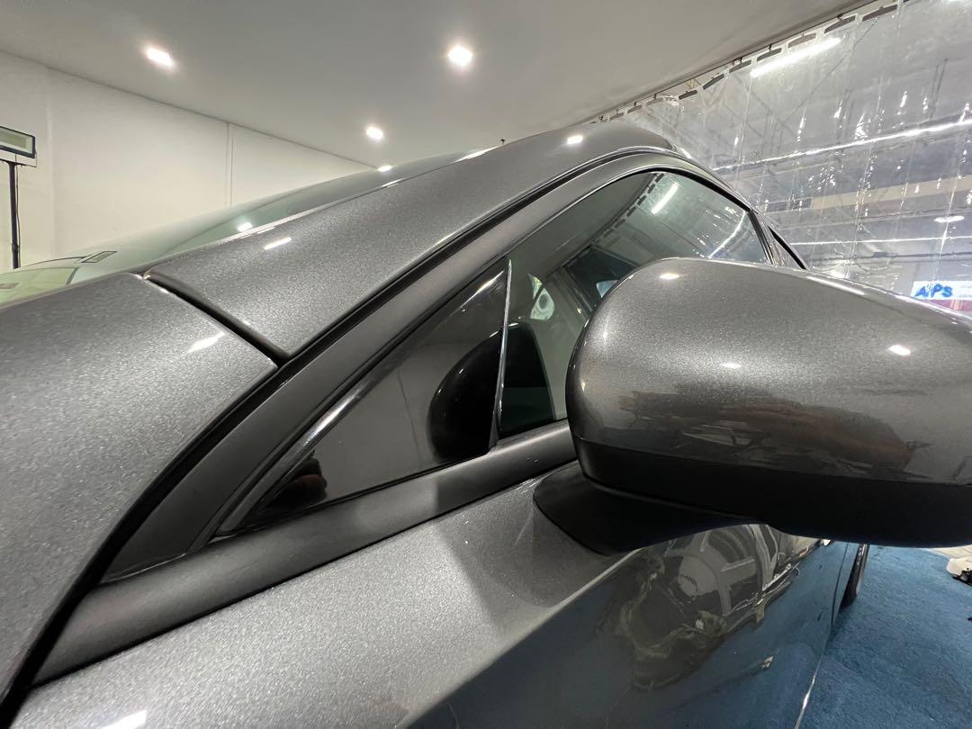 Window trim vinyl wrap dechrome matte black, Car Accessories, Car