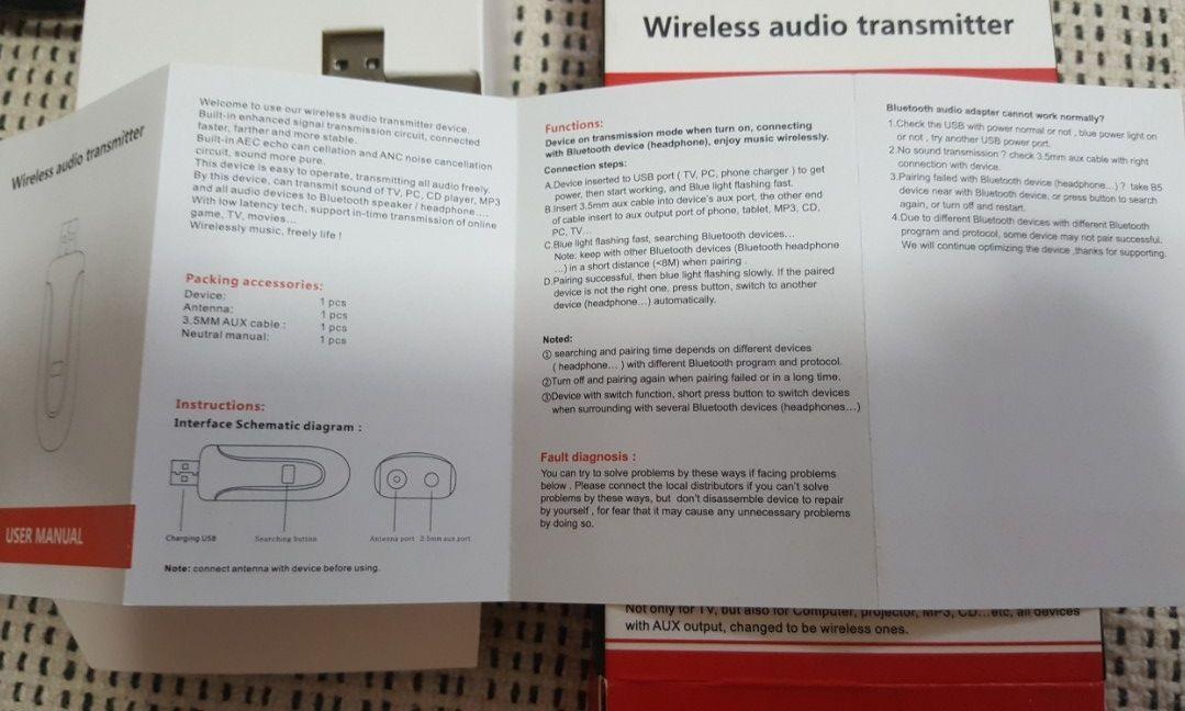 Wireless Audio Transmitter Bluetooth Transmitter Wireless