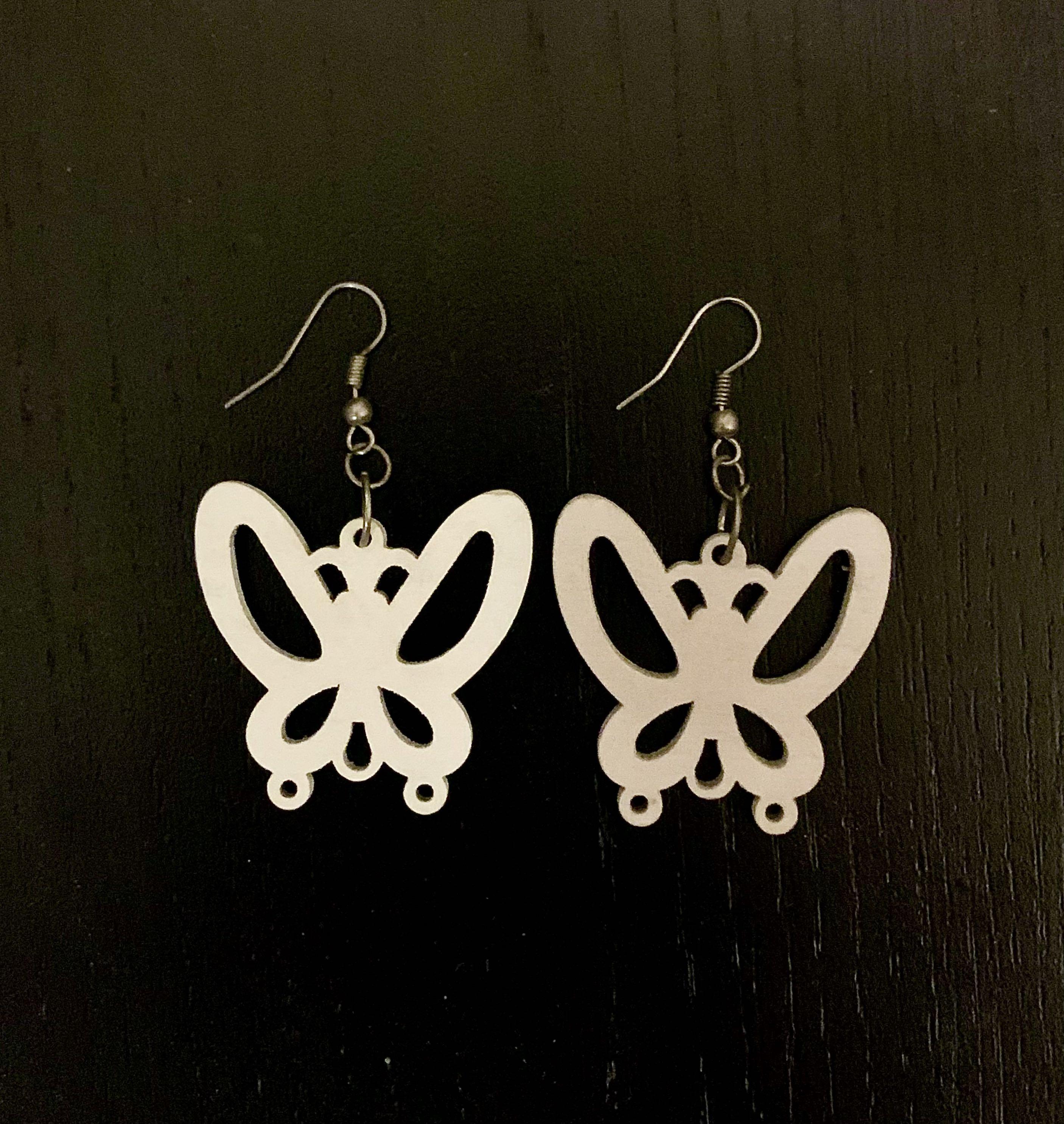 Wooden butterfly earrings deals