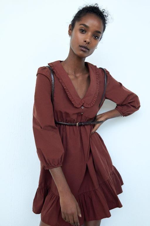 Zara babydoll dress with rhinestone buttons, Women's Fashion, Dresses