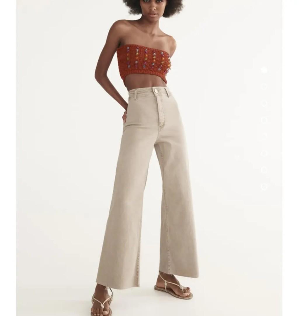 Zara denim wide leg pants trouser 
