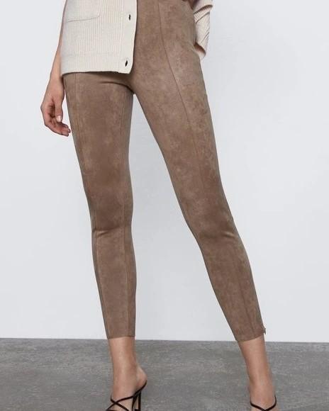 Faux suede leggings zara best sale