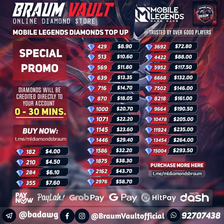 CHEAPEST MOBILE LEGENDS DIAMONDS ML DIAMONDS Video Gaming