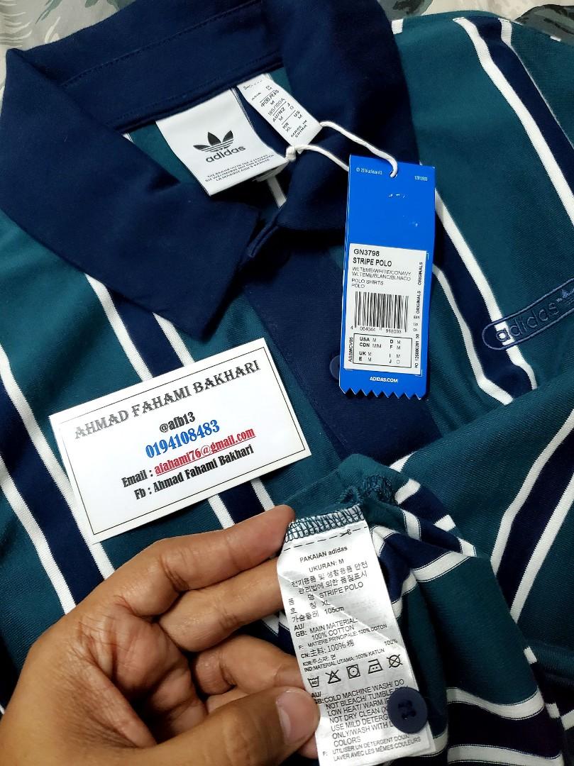 Adidas Polo Stripe Shirt (BNWT pit 21.5 