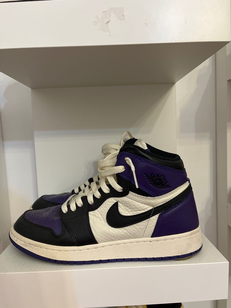Purple and sale cream jordans