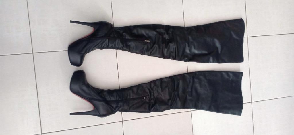 Crotch high leather outlet boots for sale