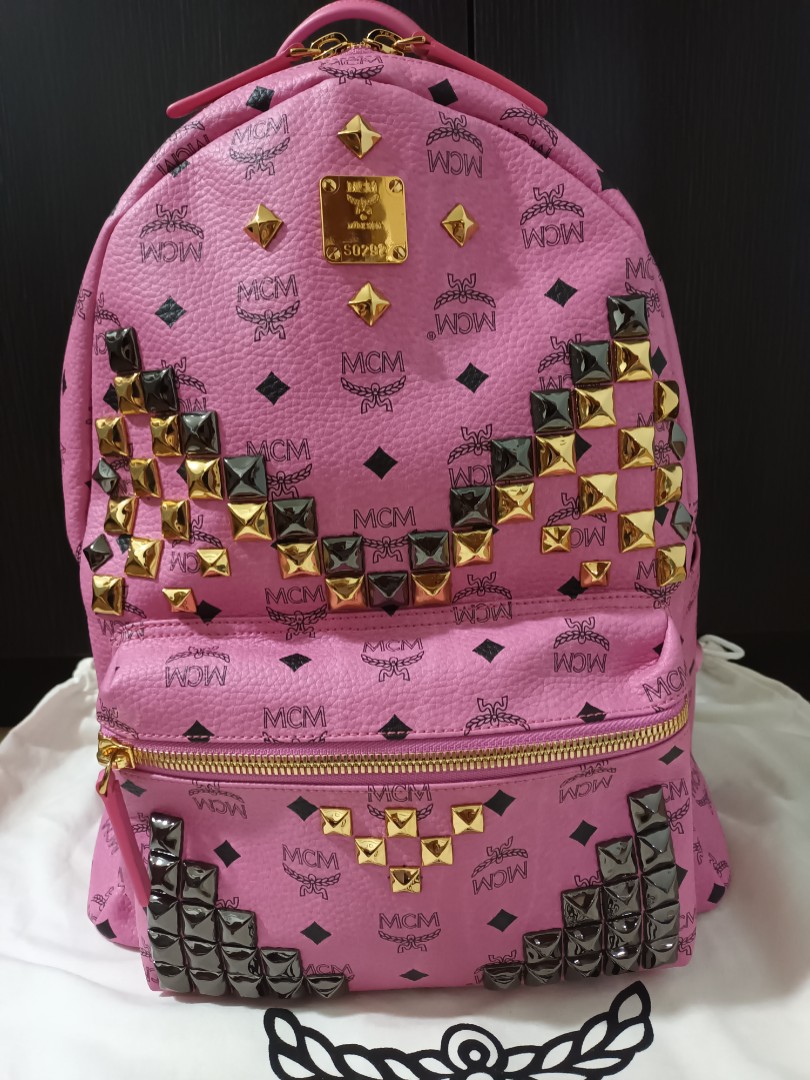 Mcm large studded backpack online