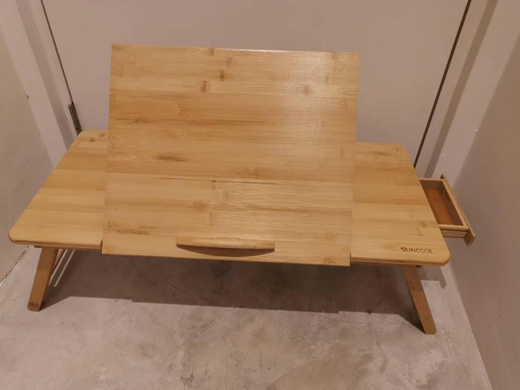 Bed Table with Extendable Legs Made in Bamboo, Furniture & Home Living