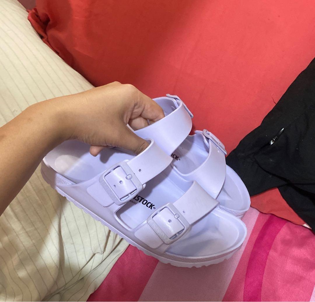 birkenstock arizona eva purple fog