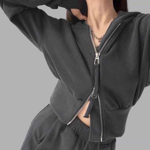 BNWT Hoodie Double Zipper Jacket in Black