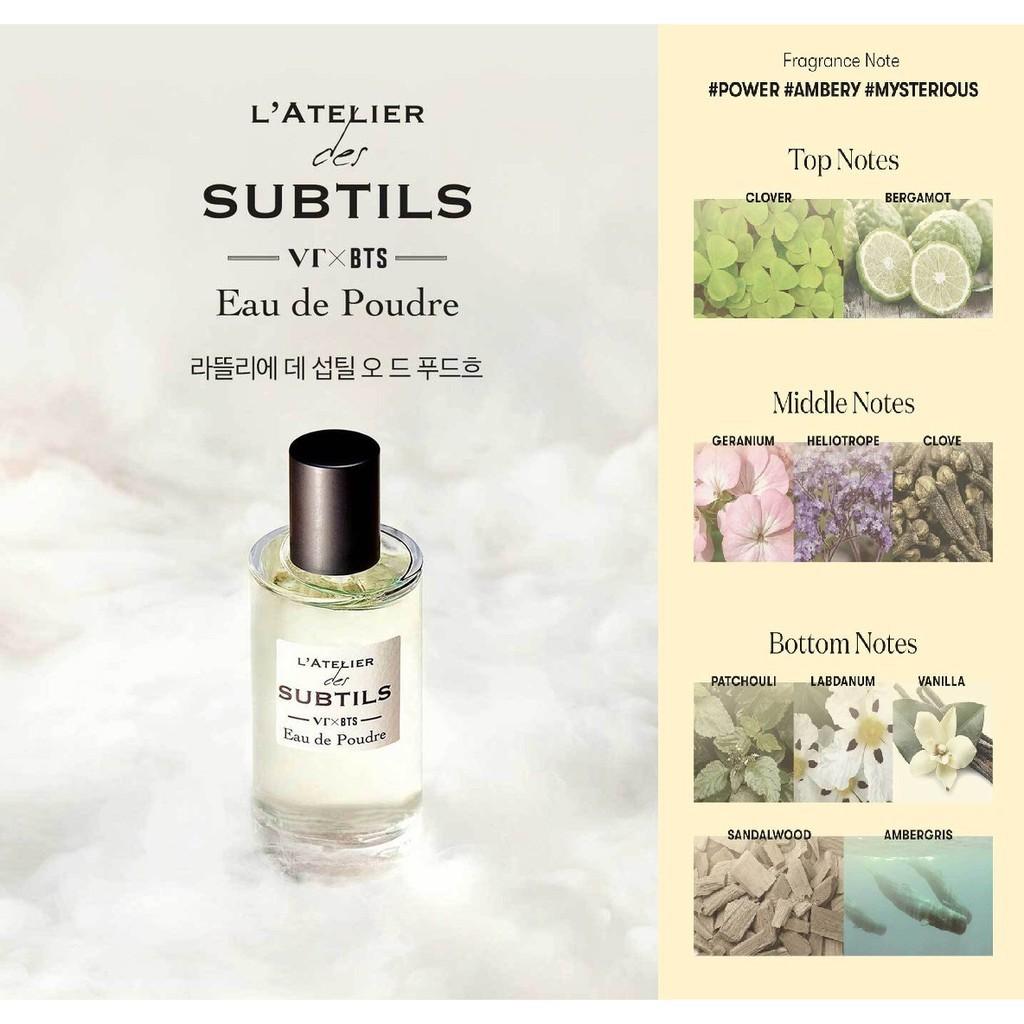 BTS Perfume VT x BTS L'Atelier Des Subtils Perfume 50ml, Photo card 15pcs  With Luxury Case, Beauty  Personal Care, Fragrance  Deodorants on  Carousell