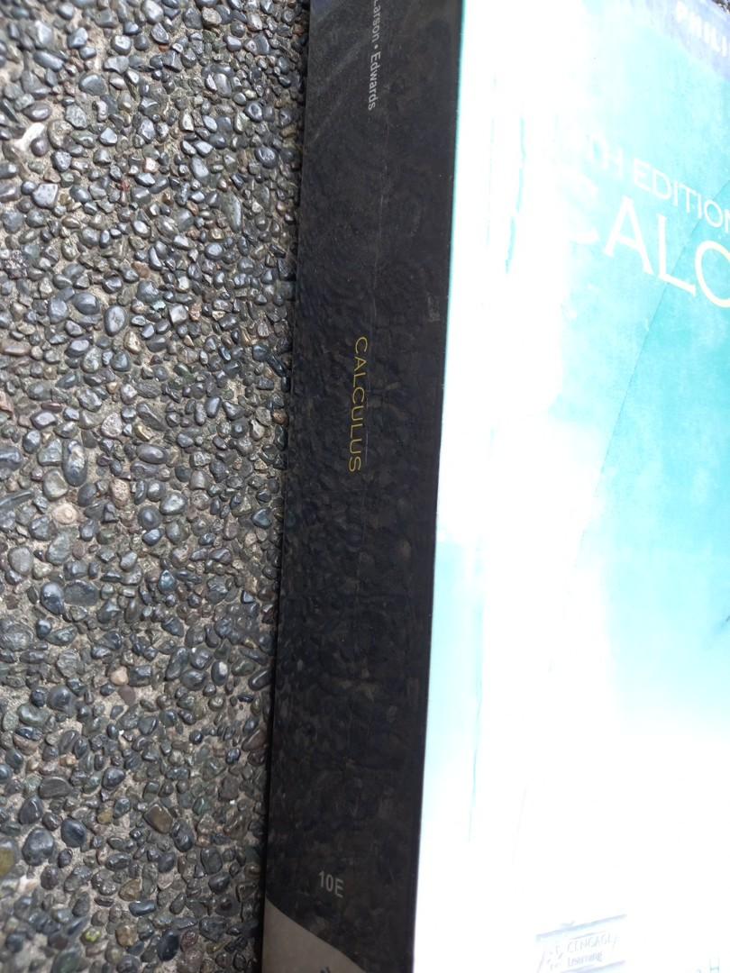 Calculus 10th Edition by Larson, Edwards (Category: Textbooks) located in Quezon City. Submitted by ajc___ (Listing ID 1168656019, Image 3). Description: Can be used for Senior High and Early College. Text is very legible Book is plastic-covered No marks, highlights, notes. Barely used Very slight yellowing of some pages due to being stored in the house for years Some folds on the edges. Slightly negotiable..