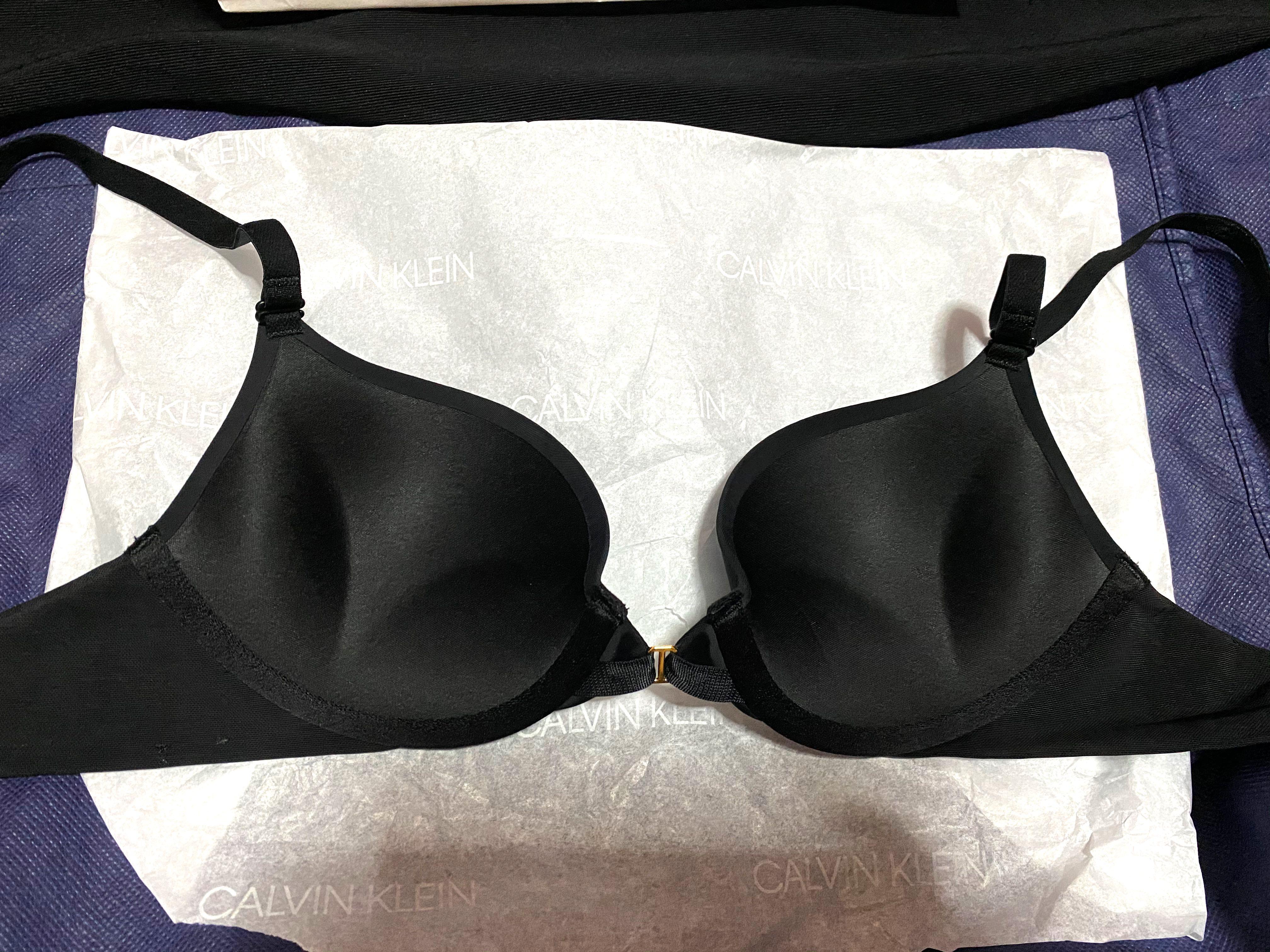 Calvin Klein Women Bra Removable Adjustable Straps Push Up Padded 36C Black