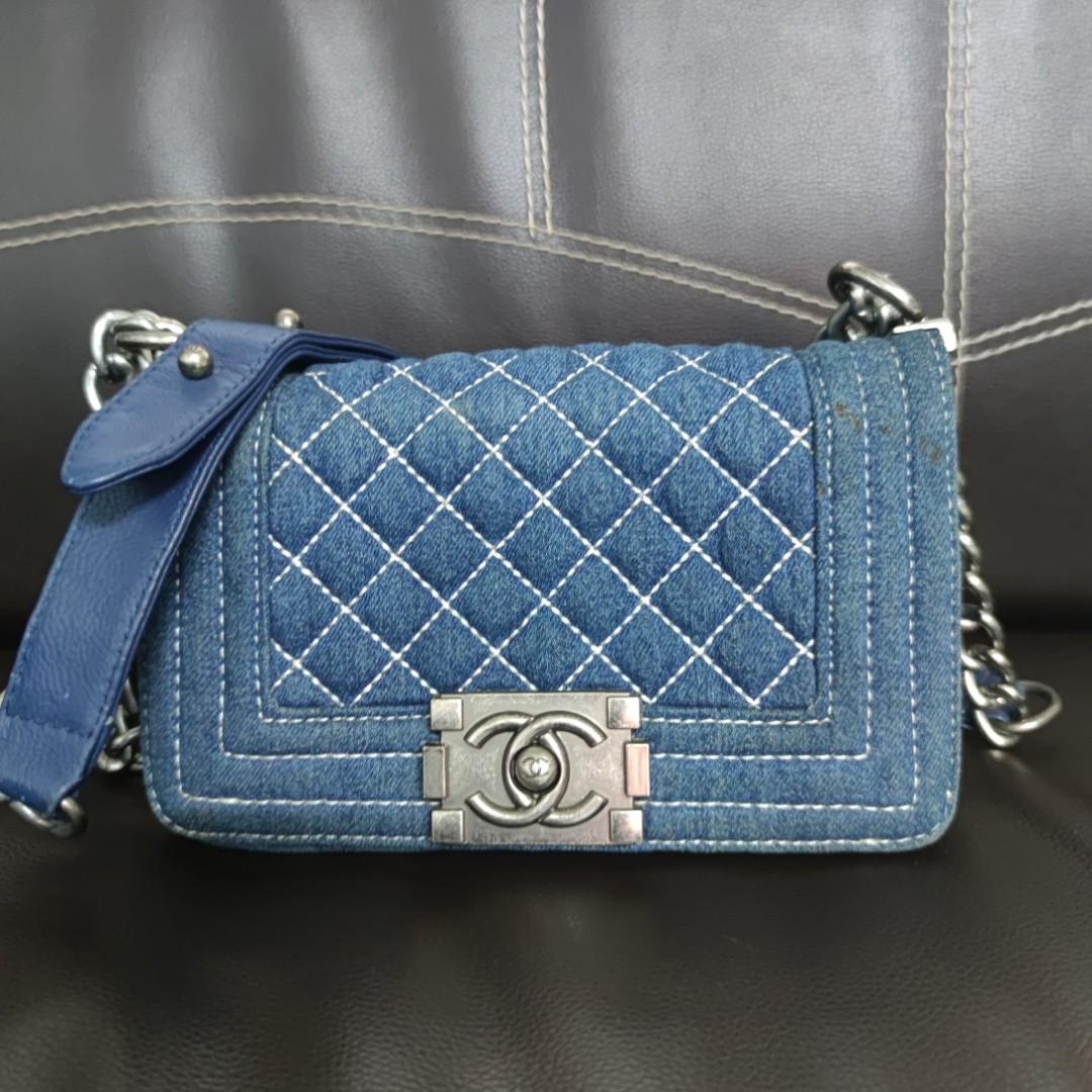 Chanel le boy denim, Luxury, Bags & Wallets on Carousell