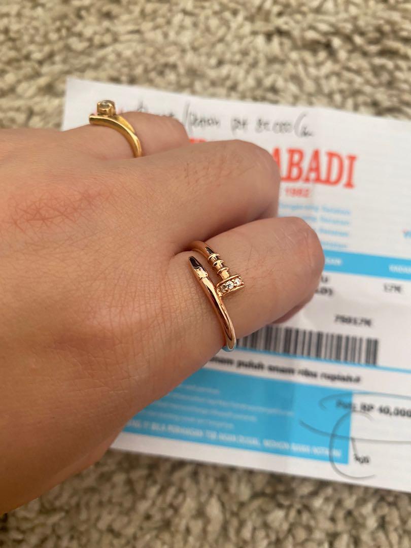 Cincin emas model paku cartier emas 750
