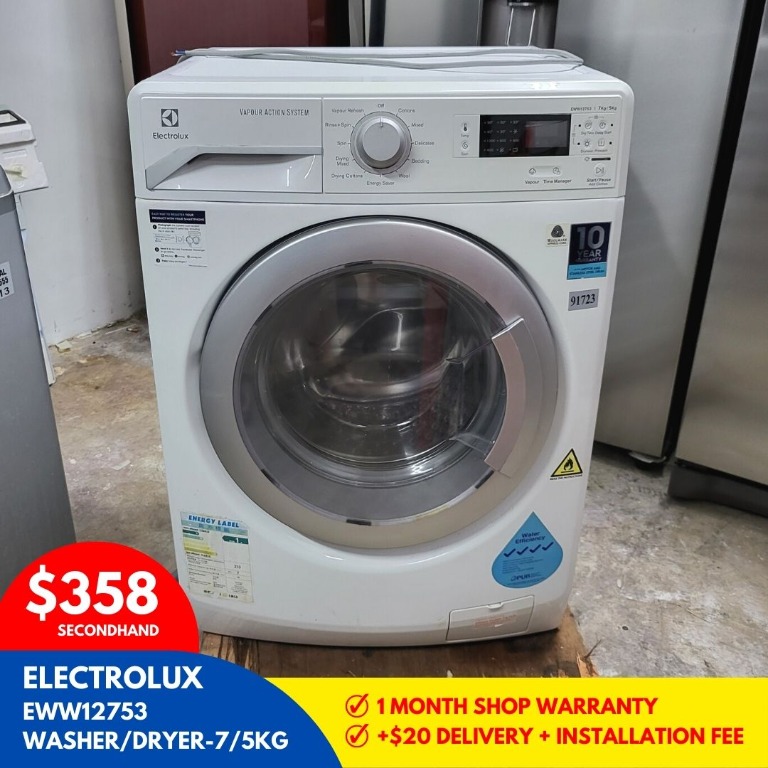 ELECTROLUX WASHER/DRYER7/5KG_EWW12753, TV & Home Appliances, Washing