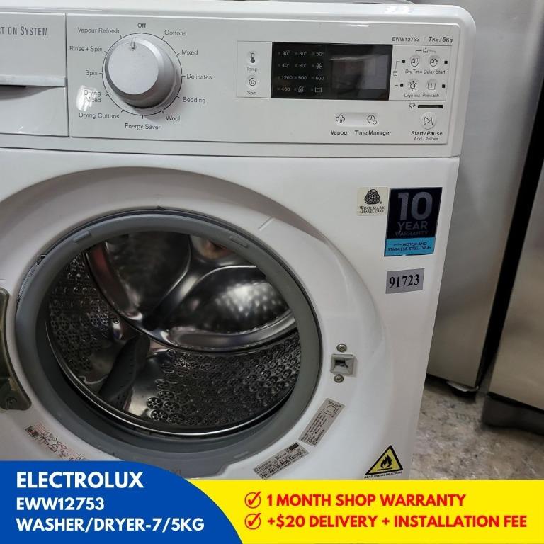 ELECTROLUX WASHER/DRYER7/5KG_EWW12753, TV & Home Appliances, Washing