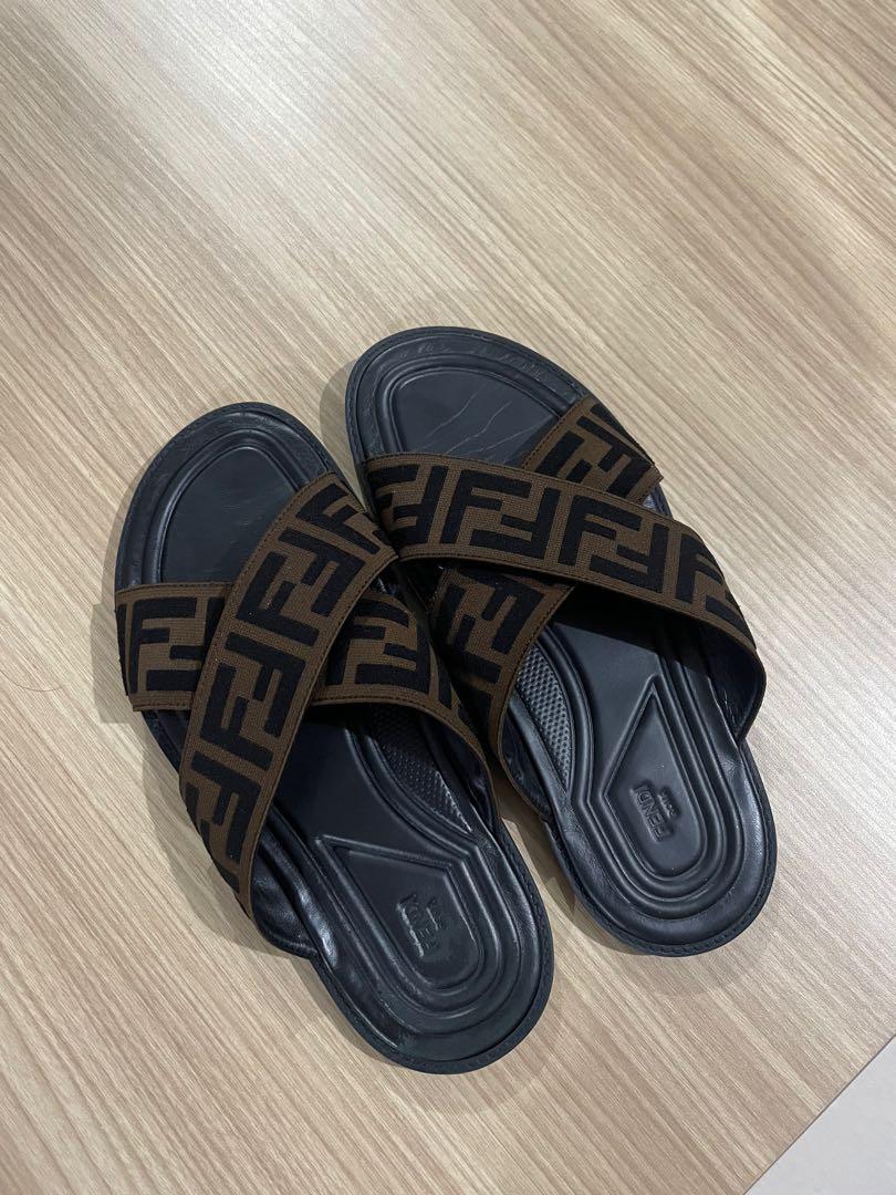 Fendi jacquard crossover slides sandal Barang Mewah Pakaian di Carousell