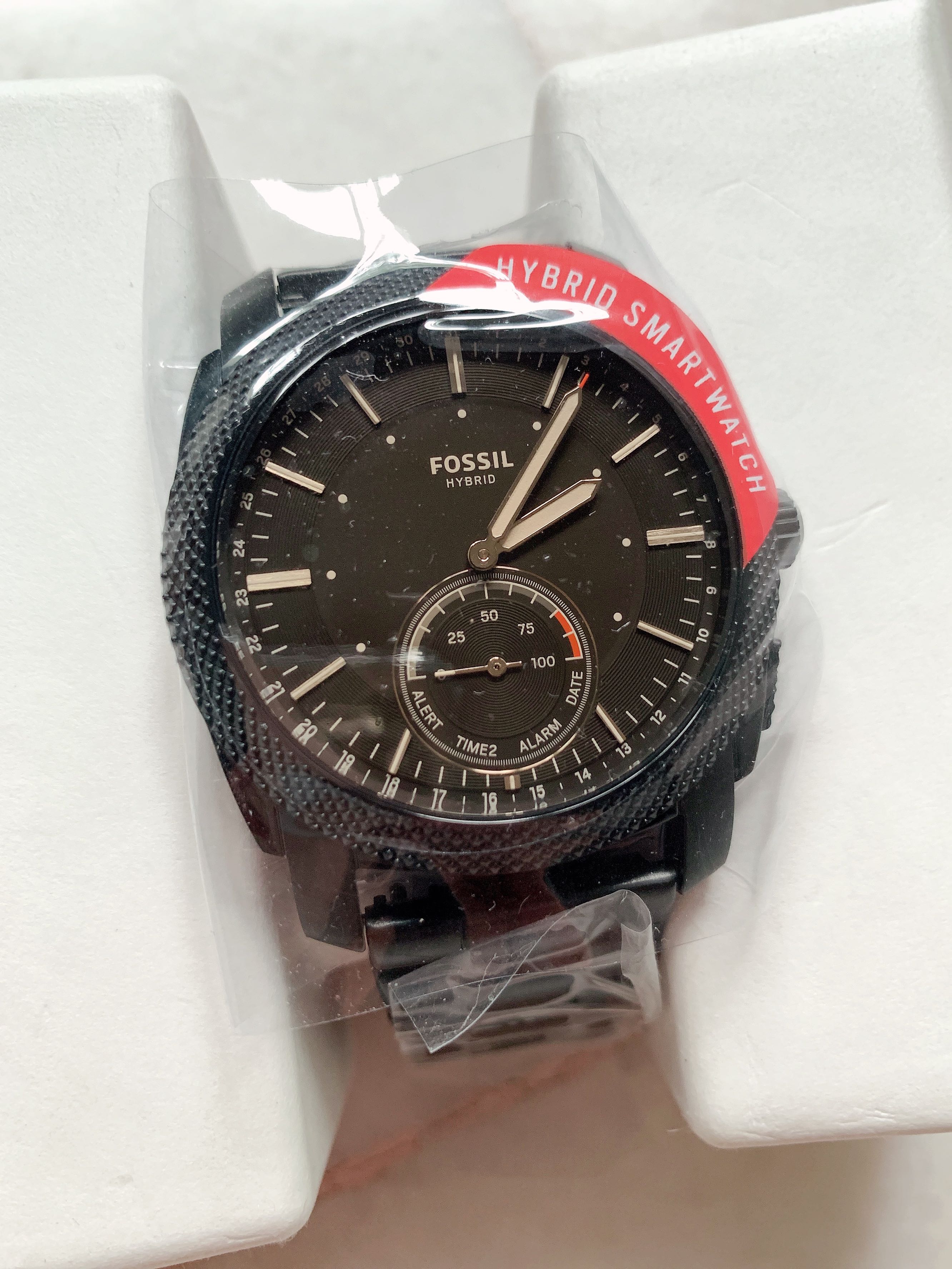 FREE SHIPPING WM FOSSIL 100 Genuine Hybrid Smartwatch Machine Black Stainless Steel FTW1165