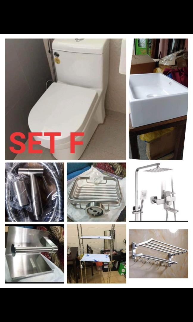 Gamit sa bathroom& kitchen (Category: Bathroom & Kitchen Fixtures) located in Manila. Submitted by villarozajoh20 (Listing ID 1168653877, Image 1). Description: cod lalamove rate toilet bowl lavatory bedit shawer towel rack toilet rack tissue soap holder kitchen sink build in stove rangehood dish rack vanity mirror.