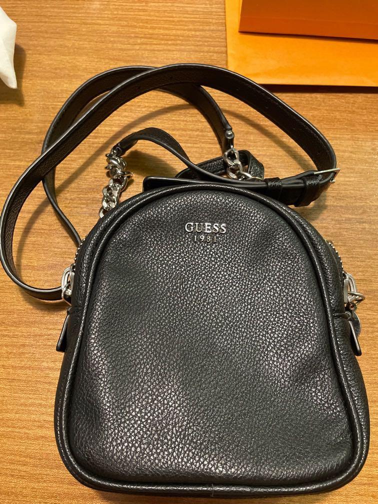 Guess Black Leather Crossbody Sling Bag with Chain Women s Fashion Bags Wallets Cross body Bags on Carousell
