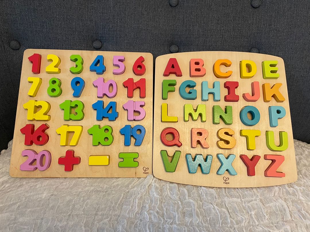 Hape Number Letter & Alphabet Puzzle, Babies & Kids, Infant Playtime on